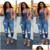 Frauen Jeans Damen Wepbel Dünne Hemminghosen Overall und Größe Denim Overalls Modelöcher Sommer lässig gewaschene Hosen fallen dhwft