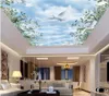 Bakgrundsbilder 3D väggväggmålningar Bakgrund för väggar 3 d tak heminredning lämnar himmel vita moln rum po målning
