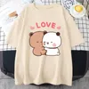 Koszulki damskie Summer Cute Bear Love koszulka Kobiety pary topy tee krótkie rękawy Tshirty żeńska Koreańska Casual Girl T-shirt