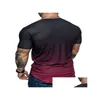 Herren T-Shirts Herren T-Shirts Gradient Kurzarm T-Shirt Mode runde Nacken Tee Retro Loose High Street Casual Drop Lieferung Dhbej