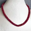 Chaines Rare 5 mm Collier de rubis rouge à facettes Vintage Bijoux en pierre naturelle Vintage Noble Élégant Exquisite Couade Chain Collier Collier