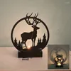 Candele Cancile Ornamenti creativi in ferro battuto nera metallico Candelabra Elk Christmas Glowing Decoration Crafts
