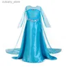 Flickans klänningar Girls Princess Party Dress Anna Elsa Cosplay Costume For Children Halloween Christmas Party Clothing Barn Fancy Birthday Vestido L240402