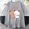 Kvinnor t skjortor sommar söt björn kärlek skjorta kvinnor par toppar tee kort ärm tshirts kvinnlig koreansk casual girl t-shirt