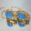 Orecchini penzolanti Fashion Vintage con blu ovale gemma gioielli di gioielli in metallo proposta regalo regalo per feste