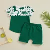 Ensembles de vêtements pour bébé pour bébé bébé Boy Boy St Patrick S Day Spoits Shirts Shirts Clover T-shirt avec shorts verts