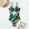 Kvinnors badkläder Push Up Swimsuit Women Floral Printed Tankini Sexig Cut Out Swimming Beachwear Brazilian Bather Bathing Suit Baddräkter