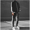 Herrspårar Mens Tracksuit Sweatsuit Sweatsuit Jogging Suits Velor Standing Collar Color Black 2 Piece Set Drop Delivery Clothin Dhdzh
