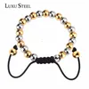 STRAND LUXUSTEEL Handmade 8 mm Mix Silver Color Ball Braid Bracelet Bangle verstelbare touwarmbanden Women/Men Pulsera