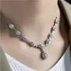 Passed Tester Moissanite Diamond Necklace White Gold Plated 925 Sterling Silver Total 3ct Moissanite Pendant Necklace for Girls Women for Party Wedding