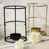 Candle Holders Nordic Metal Candlestick Hollow Wrought Iron Holder Storage Tray For Home Living Room Romantic Dinner Decoration