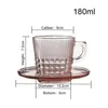 Tazze di piattini in stile europeo in vetro retrò tazza di tazza di piattino di sollievo tè set di caffetteria di succo di latte di latte bevande da 180 ml