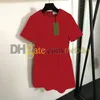 Women Party Dress Jacquard Letter A Line kjolar Summer Short Sleeve midja Up Dress Luxury Designer Slim Dresses