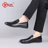 Casual Shoes YRZL Leather Men Black Formal Mens Loafers Moccasins Italian Comfortable Big Size 46 Slip On Male