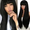 Fourniture de fête Longse perruque noire droite Staight Synthétique Blonde Wigs pour les femmes Résistant à la chaleur Platinum