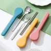 Dinnerware Sets 410 Stainless Steel Cutlery Set Durable Korean Style Portable With Storage Case Tableware Home School Kitchen