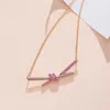 Designer Brand Twisted Knot Collier pour les femmes Luxury Luxury et Niche Rose Gold Bow Collarbone Chain Pure Silver Pink Smile Trend