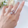 Cluster -Ringe Vinregem Romantic Heart Cut Labor geschaffen Sapphire Edelstein 925 Sterling Silber Open Ring für Frauen Hochzeit Schmuck Großhandel Großhandel