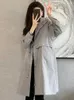 여자 트렌치 코트 여성 긴 바람개비기 패션 한국 대형 여성 2024 가을 후드 느슨한 포켓 가디건 드로우 스트링 재킷