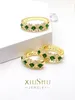 Klusterringar Desire 925 Silver Row Diamond Artificial Emerald Ring Set med högt koltemperament är mångsidig