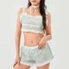 Vêtements à domicile Gaono Y2K 2 pièces sets de femmes tenue Top sans manche en dentelle à carre