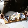 Japanse handgeschilderde keramische blad kruidenschaal met houten bak creatieve hapjes snack dessertplaatsaus sushi lade cadeau