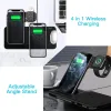 Casos 15W Fast Wireless Charger Stand para iPhone 14 13 12 11 8 Apple Watch 4 em 1 estação de carregamento dobrável para Pro Iwatch