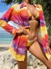 Женские купальные костюмы Vigocasey Sexy Print 3peece Long Elive Bimock Bikini Set Women 2024 HALTE