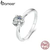 Cluster Rings BAMOER 1.0CT Round Moissanite 18K Gold Plated Ring For Women D Color VVS1 EX Lab Diamond Engagement 925 Sterling Silver