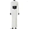 Рабочие платья Женщины одеваются с двумя кусочками элегантные белые топы с длинным рукавом и ровные карандашные юбки вечеринка клубная одежда доставка Dhasy Dhasy