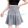 Large size new high waisted pleated skirt mid length skirt high waisted slimming academic style TR fabric A-line skirt for children