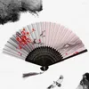 Decoratieve beeldjes Hand vastgehouden fans zijde bamboe vouwventilator Chinees Japanse elegante vintage stof patroon kunst ambachtelijke bruiloftsfeestje