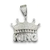 Hip Hop sieraden PAS Diamond Tester Bling Iced Out Letter Words Full VVS Moissanite Crown King Pendant voor dikke keten mannen partij