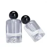 収納ボトルクリンプ化粧品補充可能なボトル30ml 50ml 100ml 5pcsブラックボール形状空の厚い底透明なガラス香水スプレー