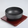 Bowls Household Bowl Bibimbap Cast Iron Spaghetti Noodle Container Sizzling Pot Wooden Daily