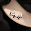 Anelli a cluster Panjbj 925 Sterling Silve Star Ring per donne Ragazza Retro Simplicity Design Versatile Gioiello Dropi