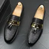 Casual Shoes Tassel Men Wedding Dress Leather Round Head Slip On Formal Italian Business Shoe Black Summer Oxford Lofers 187