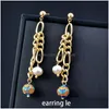 Dangle & Chandelier Vintage Style Green Blue Flower Ball Enamel Earrings For Women Pearl Beads Drop Jewelry Accessories Delivery Dheky