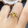 Cluster Anneaux Fs Real S925 STERLING Silver Fine Charme Fine Naturel engendré Citrine Ring Mariages Bijoux pour les femmes avec certificat Meibapj