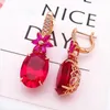 Boucles d'oreilles en peluche 585 Purple Gold plaqué 14k Rose Luxury Ruby Fleur Fashion Ovales Ovales pour femmes