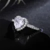 Romantische glänzende weiß vergoldete weiße golatierte herzförmige Ring Zirkon CZ für immer Liebe Herzfinger Ring Valentinstag Schmuck