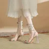 High Heel Women Stiletto Sandals Summer Women Women Sandles Heels Silver Silvering Round Round Propedoile Crice Flop 240228