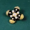 Stud Earrings Geometric Cross Black Enamel Pearls Sweet Jewelry Party Gifts For Women's Accessories