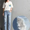 Fashion Women Mid Waist Boyfriend Big Ripped Hole Jeans Casual High Street Denim Pants Sexy Vintage Pencil y2k 240401