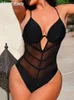 Женские купальники Vigoashely 2024 Sexy Upwire Push Up Women Hollow Patchwork One Piece Swimsuit Monokini Без спины летний купальный костюм