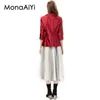 ワークドレスMonaaiyi High Street Runway Fashion Designer女性のシングルボタンBlazer Diamond Set Gauze Skirt Slim Short 3PCS 2024