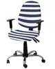 Крышка стул темно -синие белые полосы эластичные кресла, крышка компьютера, растягиваемая съемная клетчатка в офисе, расщепленное сиденье
