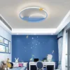 Światła sufitowe Nowoczesne minimalistyczna lampka dziecięca okrągła kutego żelaza sypialnia akryl