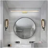 Duvar lambaları 110/240V l40cm 60cm 80cm Modern sanat dekor LED banyo aynası ışık fırçalanmış altın makyaj lamba tuvalet aydınlatma dro dhbfh