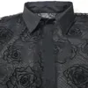 Chemises décontractées pour hommes Tops Shirt Floraux pour les vacances de vacances Mesh des hommes Voir la broderie quotidienne à manches courtes sexy